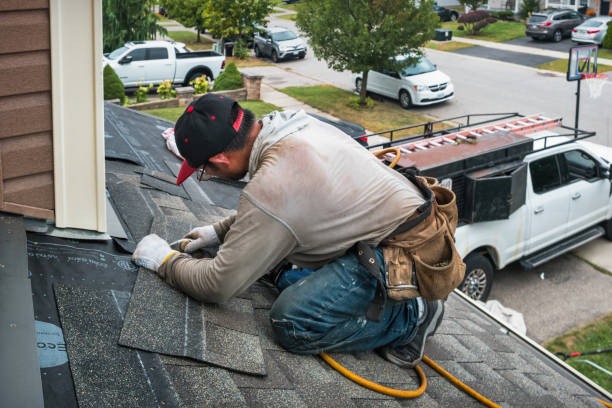 Professional Roof Inspection technician working in Basom, NY
